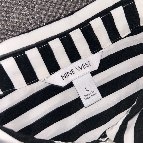 Nine West Monochrome Striped Women’s Shirt Large - Picture 3 of 4